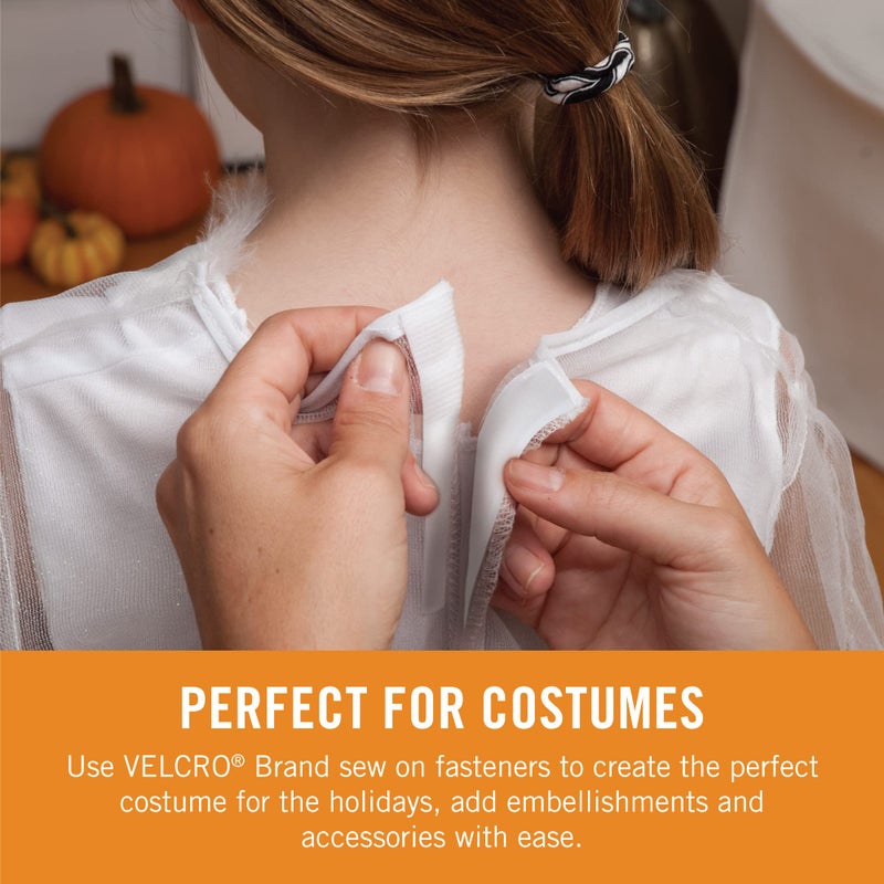 Velcro علامة فيلكرو للأقمشة | شريط قماش للخياطة للتعديلات والتطريز | لا حاجة للكي أو اللصق | بديل مثالي للزرار والأزرار | شريط، 30 بوصة × 3/4 بوصة، أبيض - Image 2